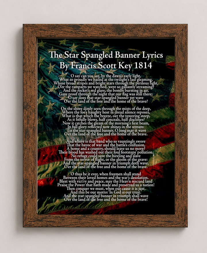 Star Spangled Banner Lyrics American Flag Patriotic Wall Wall Art