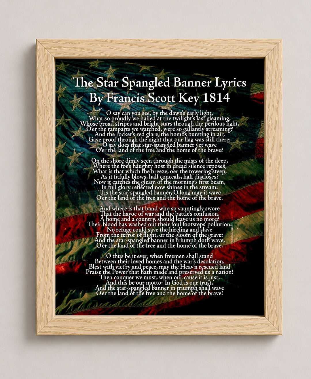 Star Spangled Banner Lyrics American Flag Patriotic Wall Wall Art