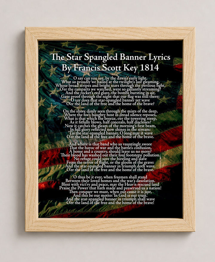Star Spangled Banner Lyrics American Flag Patriotic Wall Wall Art