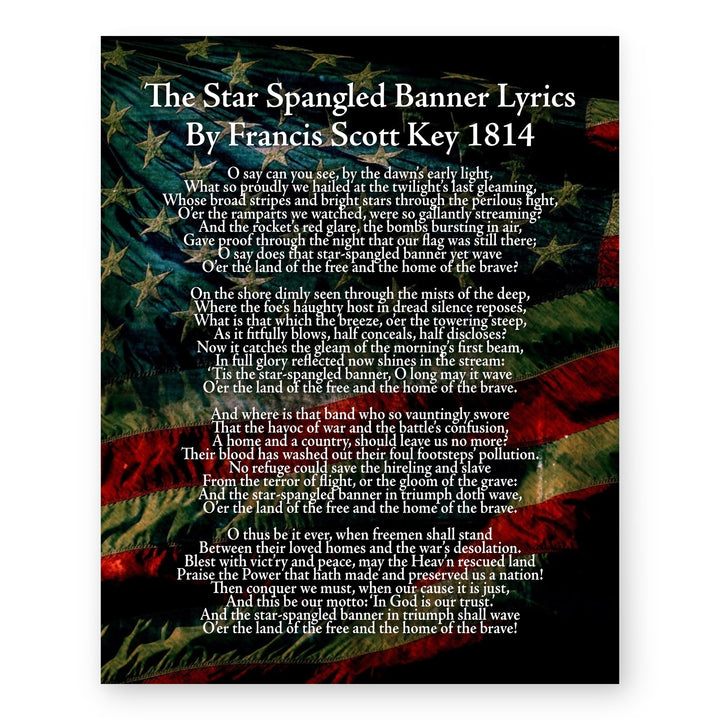 Star Spangled Banner Lyrics American Flag Patriotic Wall Wall Art