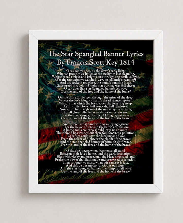 Star Spangled Banner Lyrics American Flag Patriotic Wall Wall Art