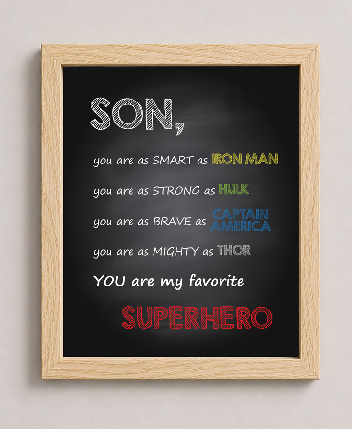 Son You Are My Favorite Superhero Boys Room Family Inspirational Wall Art
