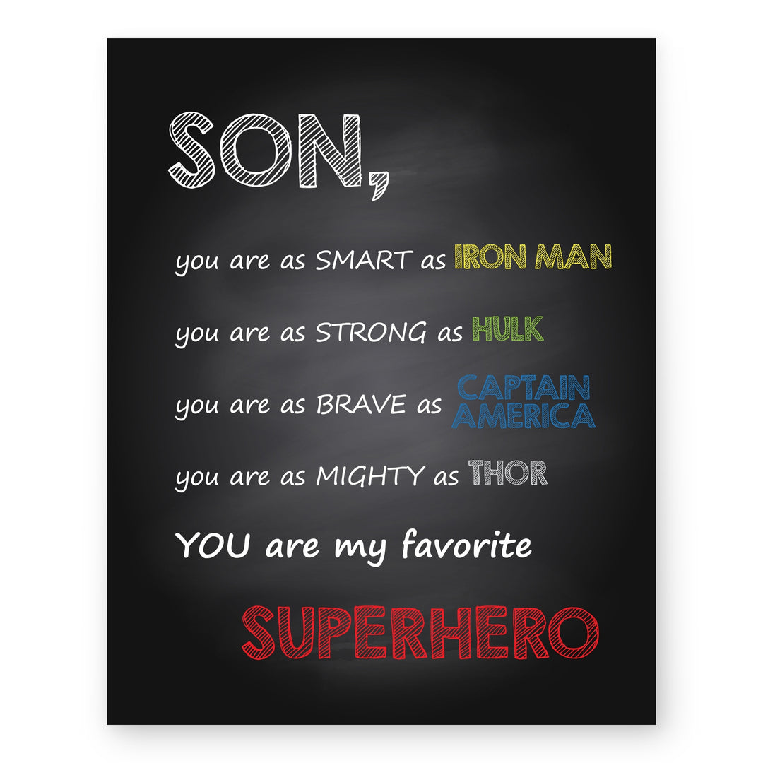 Son You Are My Favorite Superhero Boys Room Family Inspirational Wall Art