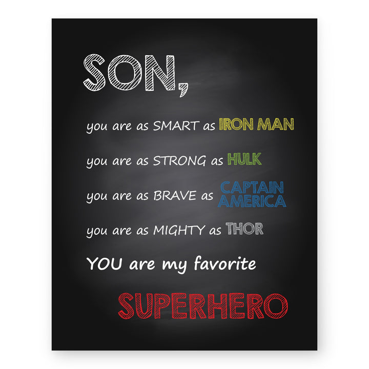 Son You Are My Favorite Superhero Boys Room Family Inspirational Wall Art