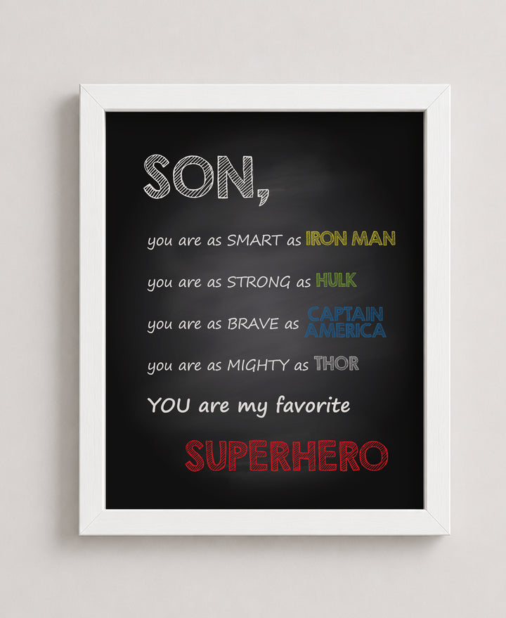 Son You Are My Favorite Superhero Boys Room Family Inspirational Wall Art