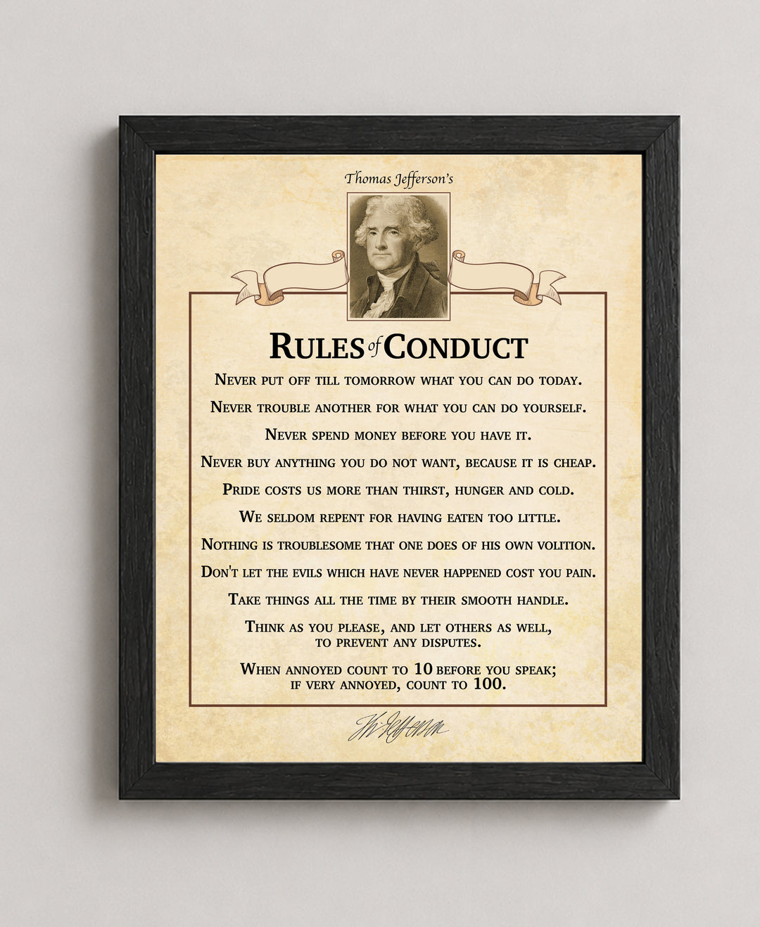 Rules of Conduct Modern Typography Inspirational Wall Art