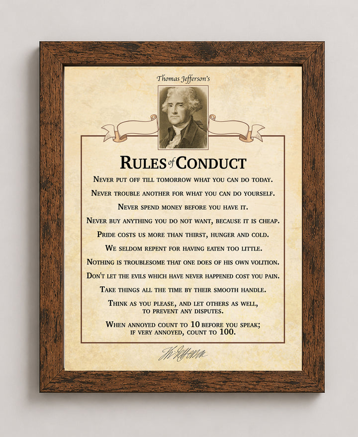 Rules of Conduct Modern Typography Inspirational Wall Art