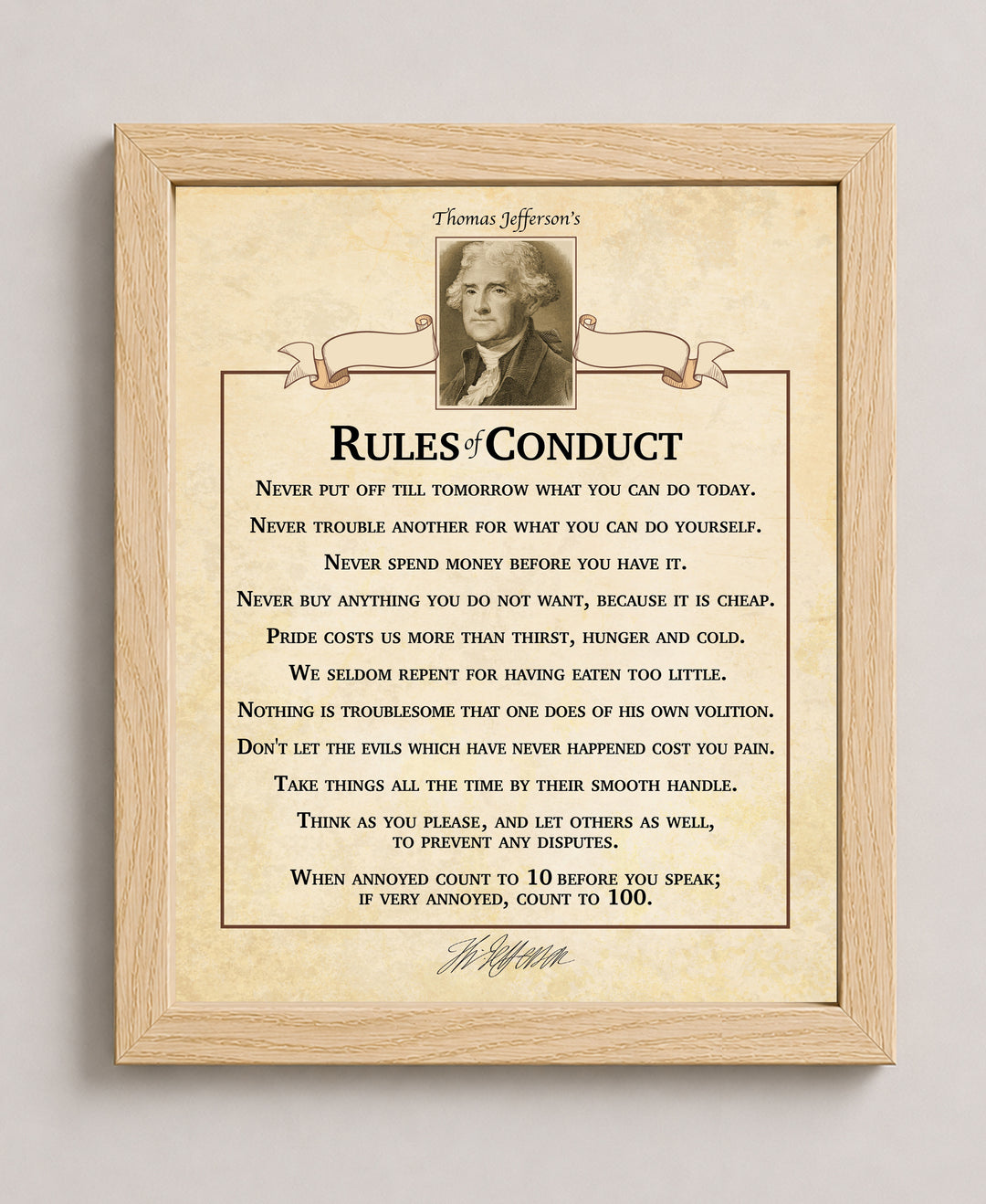 Rules of Conduct Modern Typography Inspirational Wall Art