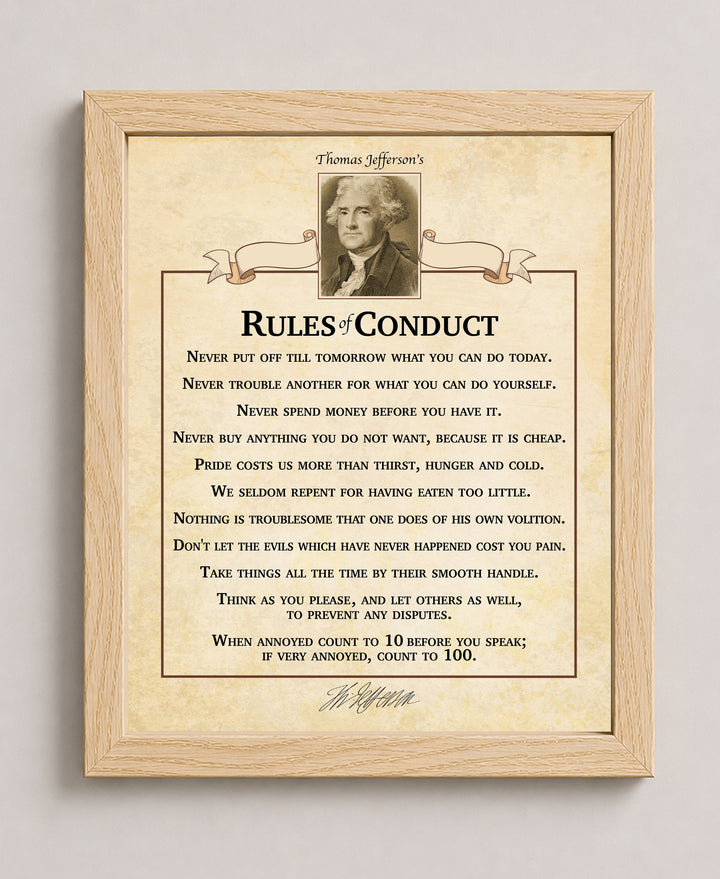 Rules of Conduct Modern Typography Inspirational Wall Art