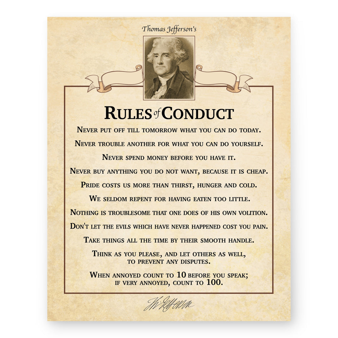 Rules of Conduct Modern Typography Inspirational Wall Art
