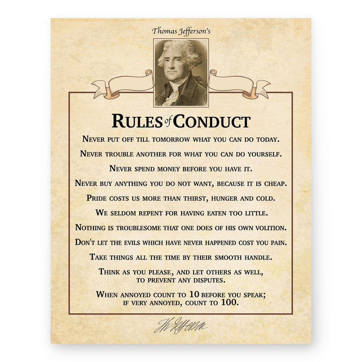 Rules of Conduct Modern Typography Inspirational Wall Art