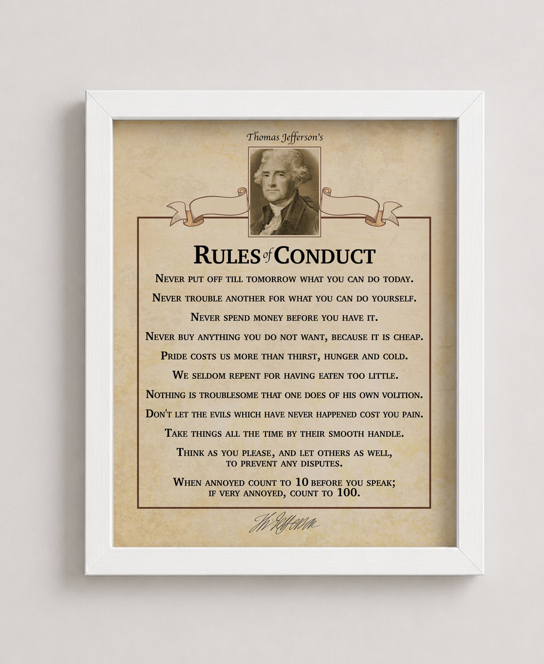 Rules of Conduct Modern Typography Inspirational Wall Art