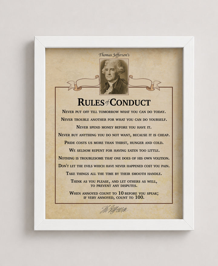 Rules of Conduct Modern Typography Inspirational Wall Art