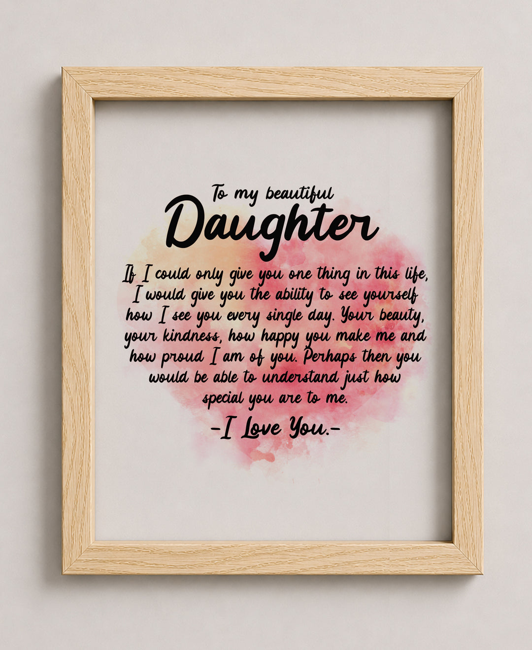 To My Beautiful Daughter Family Inspirational Wall Art