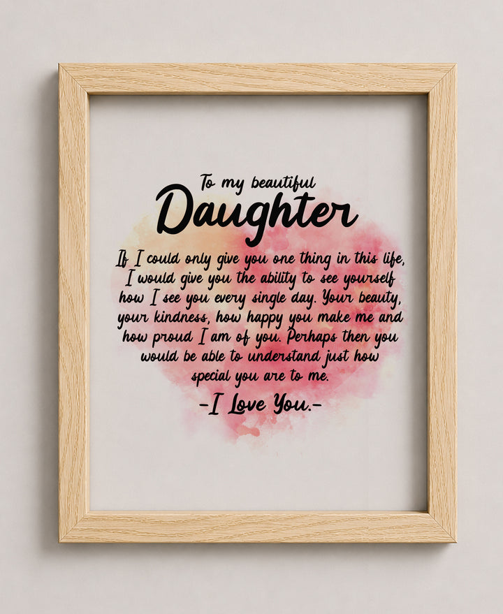 To My Beautiful Daughter Family Inspirational Wall Art