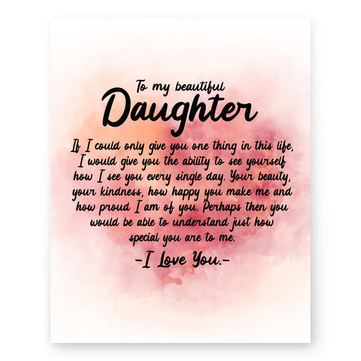 To My Beautiful Daughter Family Inspirational Wall Art