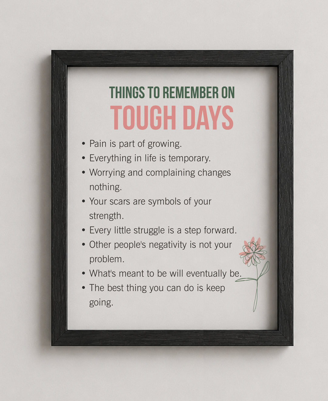 Things to Remember on Tough Days Inspirational Wall Art