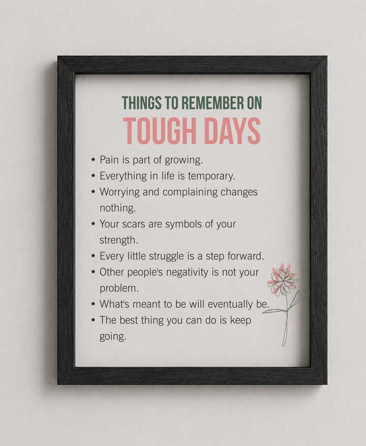Things to Remember on Tough Days Inspirational Wall Art