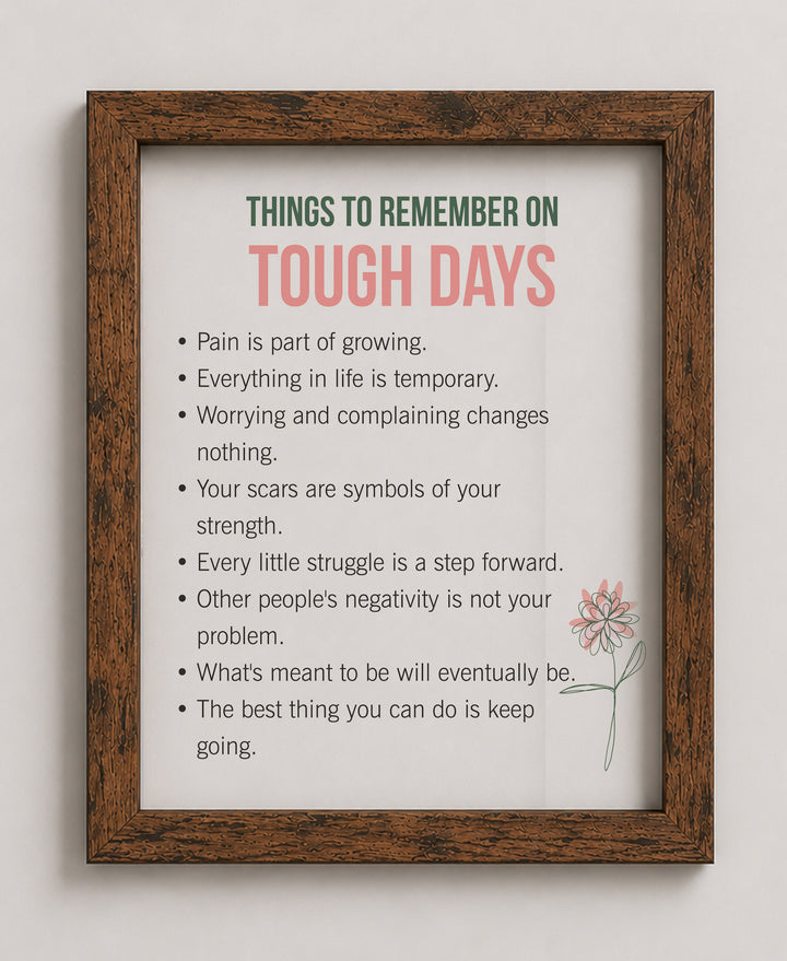 Things to Remember on Tough Days Inspirational Wall Art