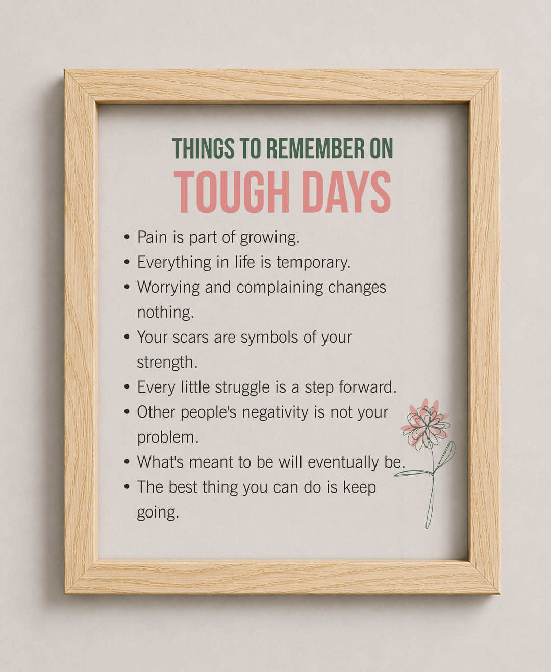 Things to Remember on Tough Days Inspirational Wall Art