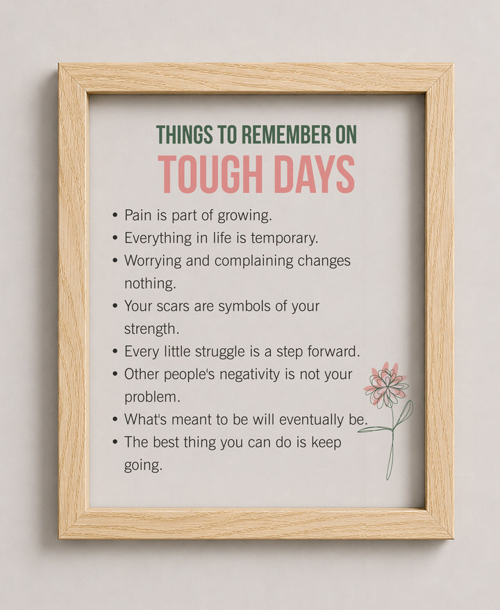 Things to Remember on Tough Days Inspirational Wall Art