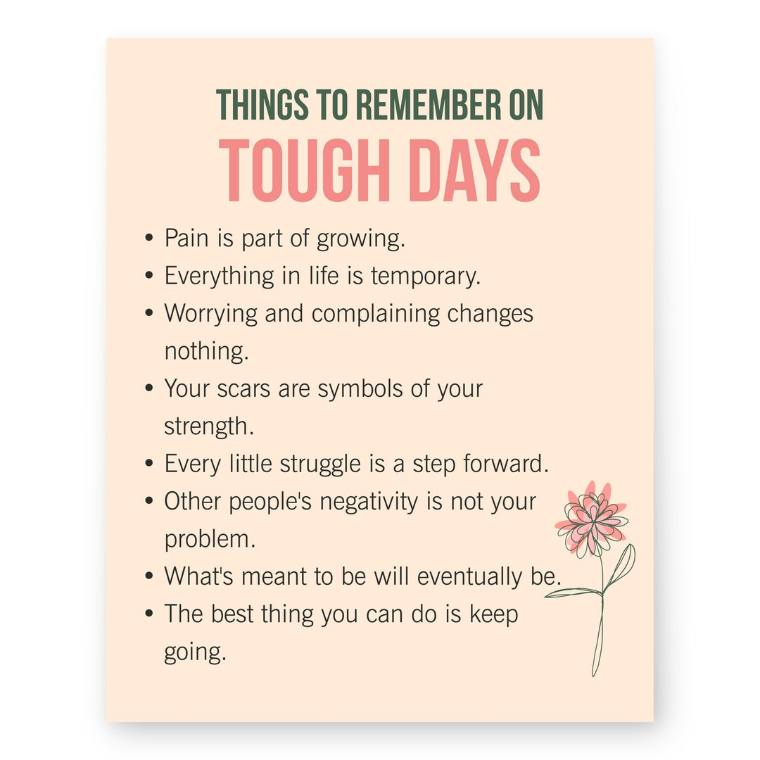 Things to Remember on Tough Days Inspirational Wall Art