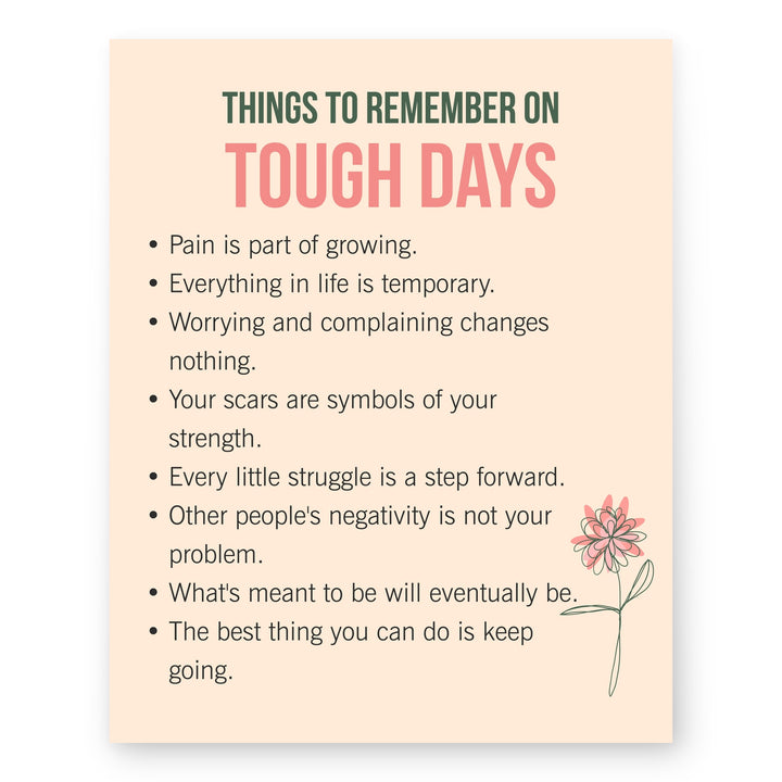 Things to Remember on Tough Days Inspirational Wall Art