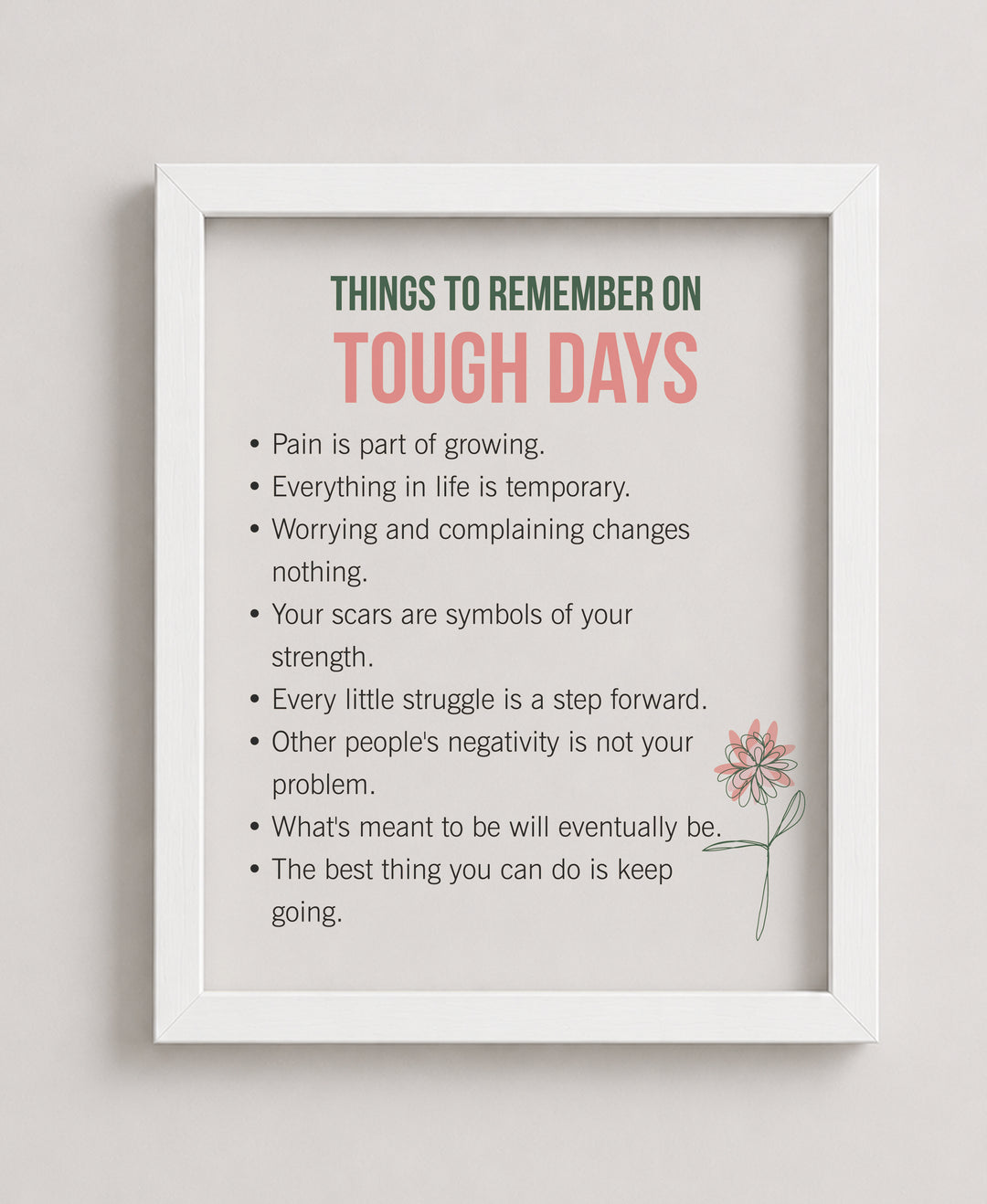 Things to Remember on Tough Days Inspirational Wall Art