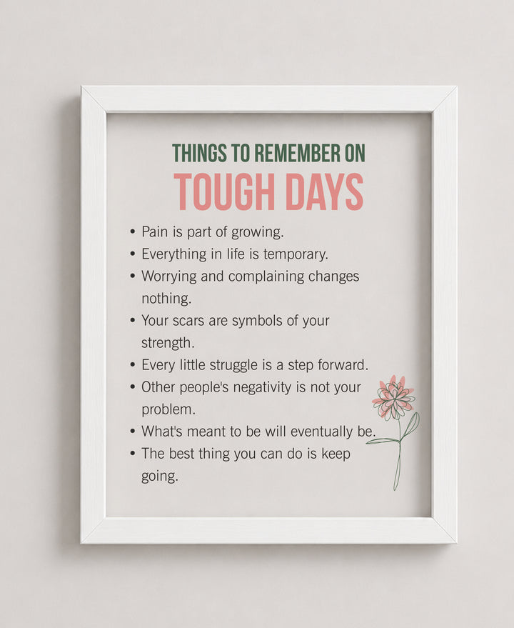 Things to Remember on Tough Days Inspirational Wall Art