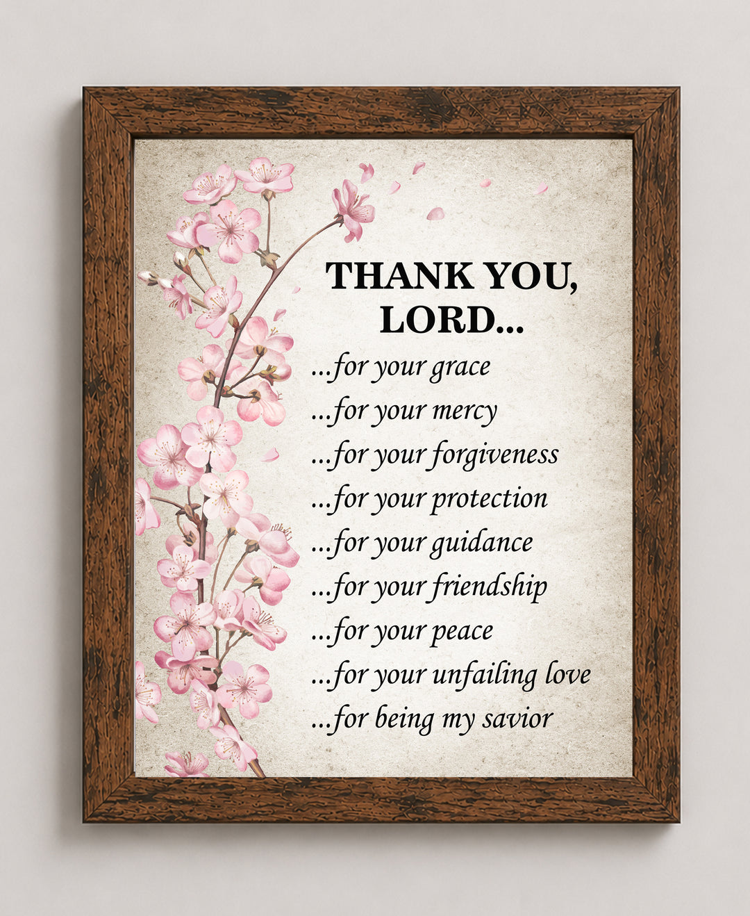 Thank You Lord Floral Inspirational Christian Prayer Wall Art