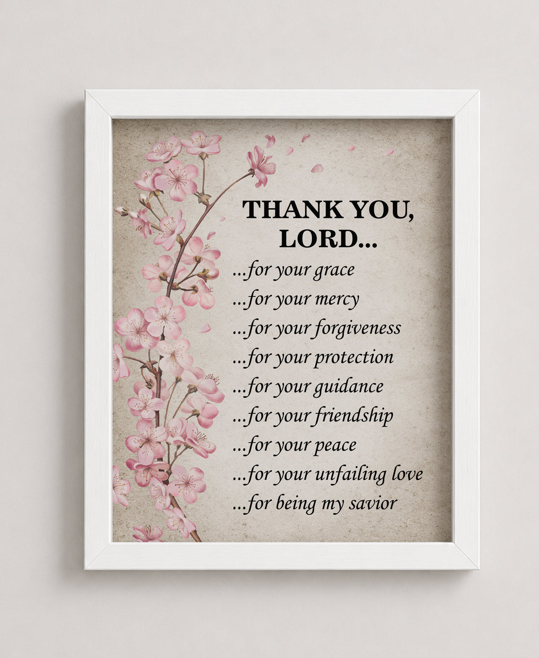Thank You Lord Floral Inspirational Christian Prayer Wall Art