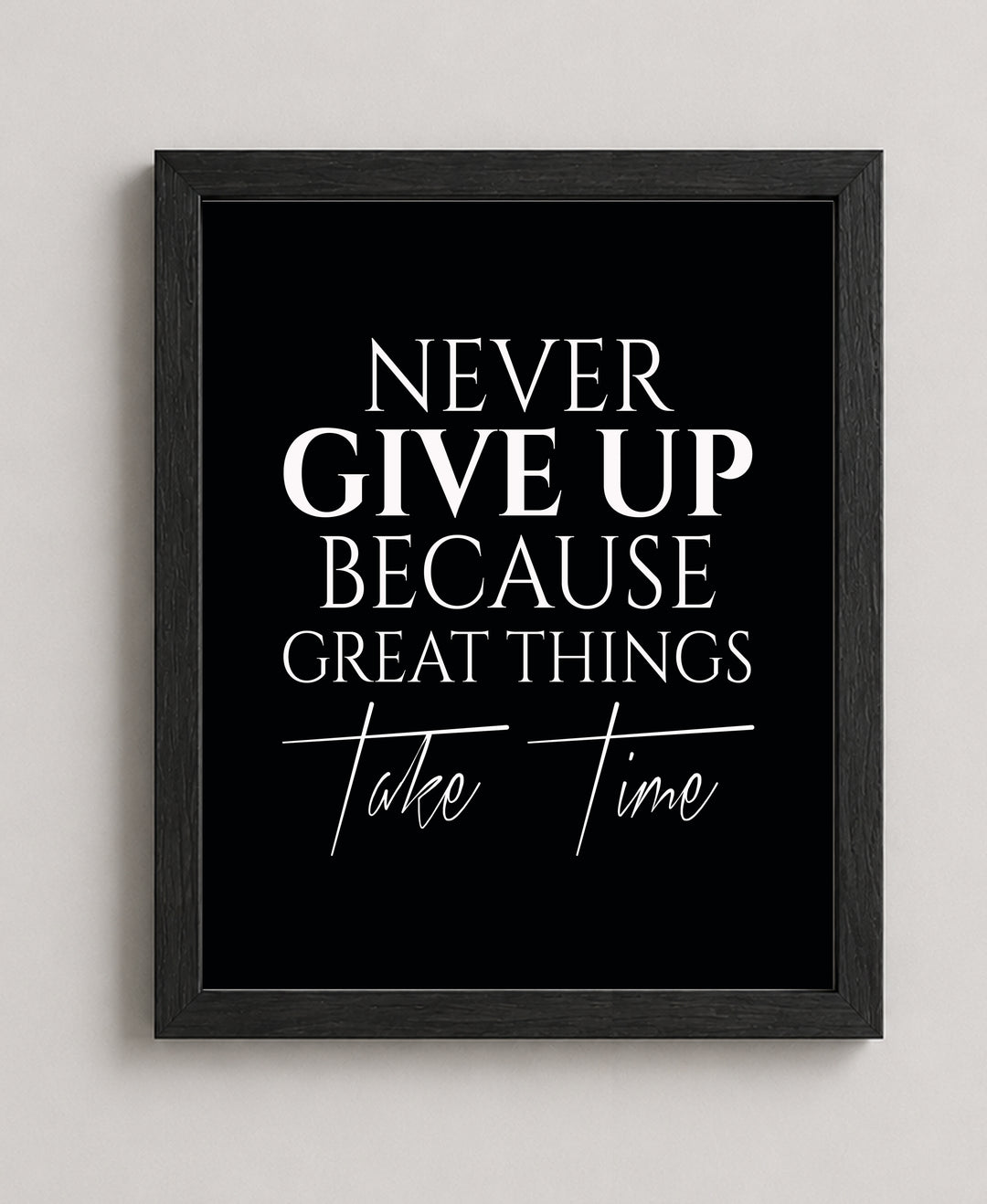 Never Give Up Quote Motivational Typography Inspirational Wall Art