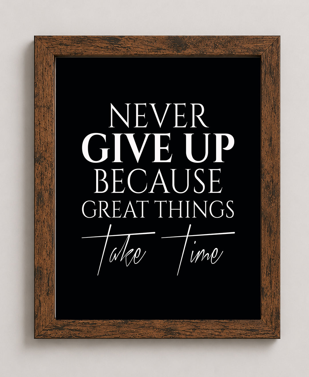Never Give Up Quote Motivational Typography Inspirational Wall Art