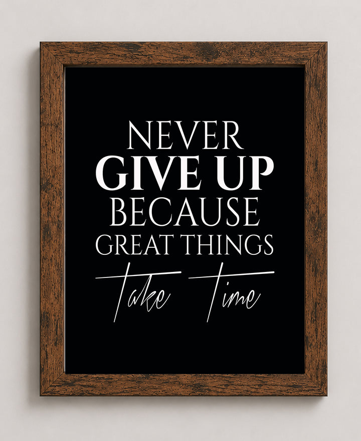 Never Give Up Quote Motivational Typography Inspirational Wall Art