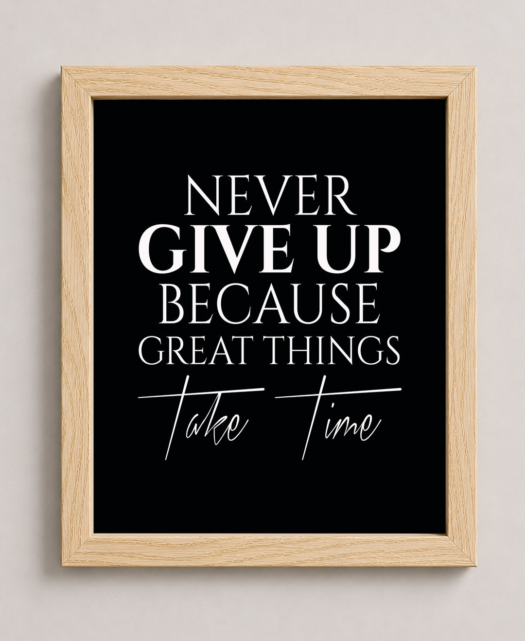 Never Give Up Quote Motivational Typography Inspirational Wall Art
