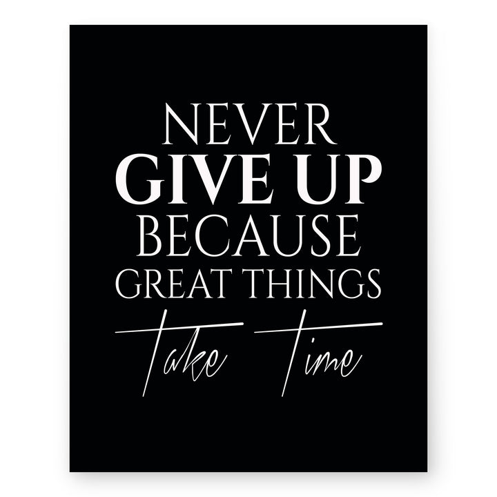 Never Give Up Quote Motivational Typography Inspirational Wall Art
