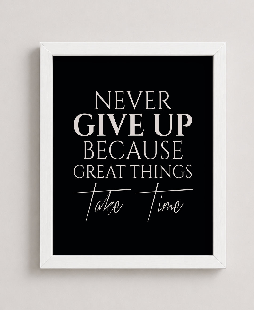 Never Give Up Quote Motivational Typography Inspirational Wall Art