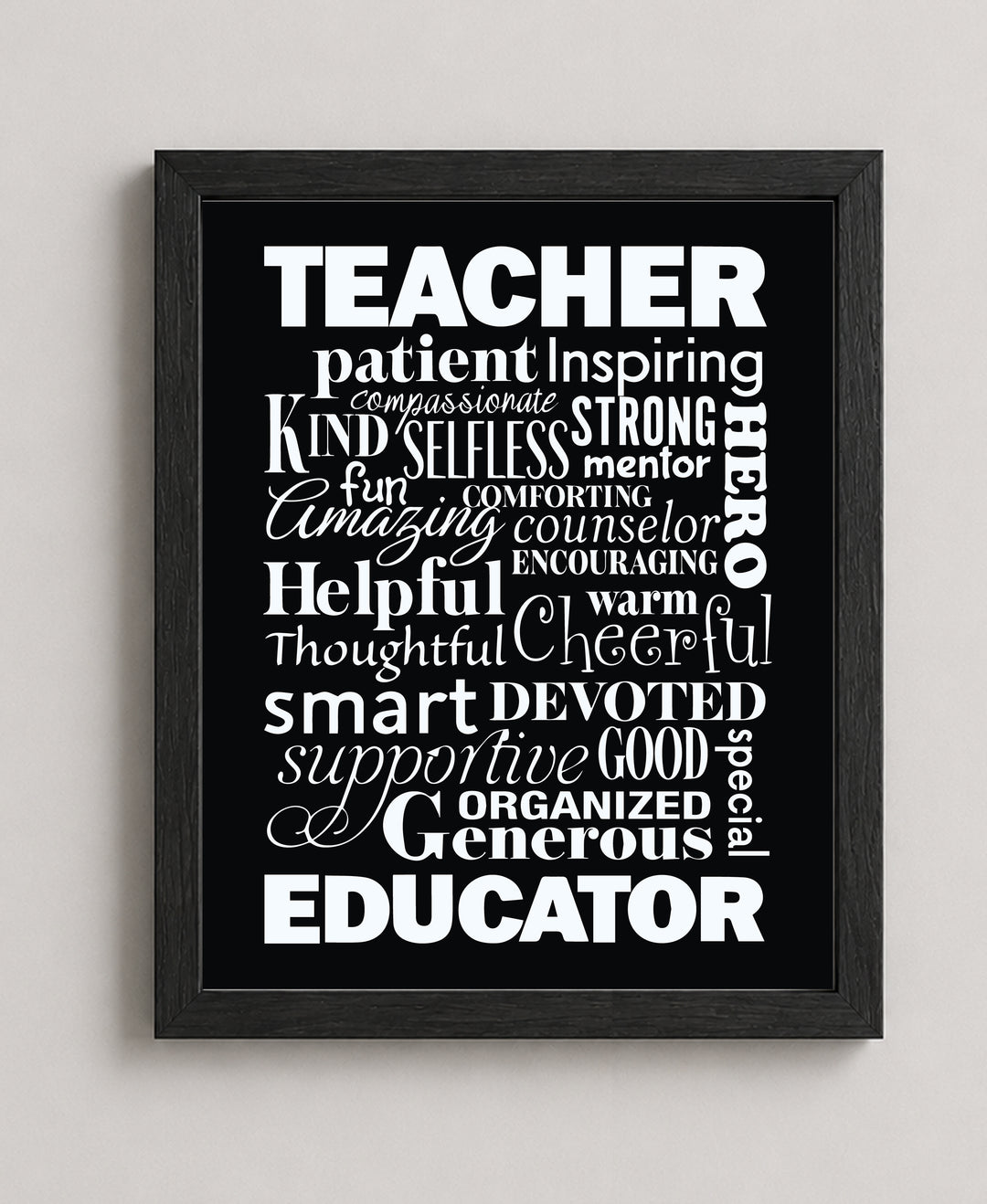 The Perfect Teacher Inspirational Quote Modern Typography Wall Art