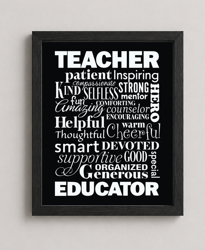 The Perfect Teacher Inspirational Quote Modern Typography Wall Art