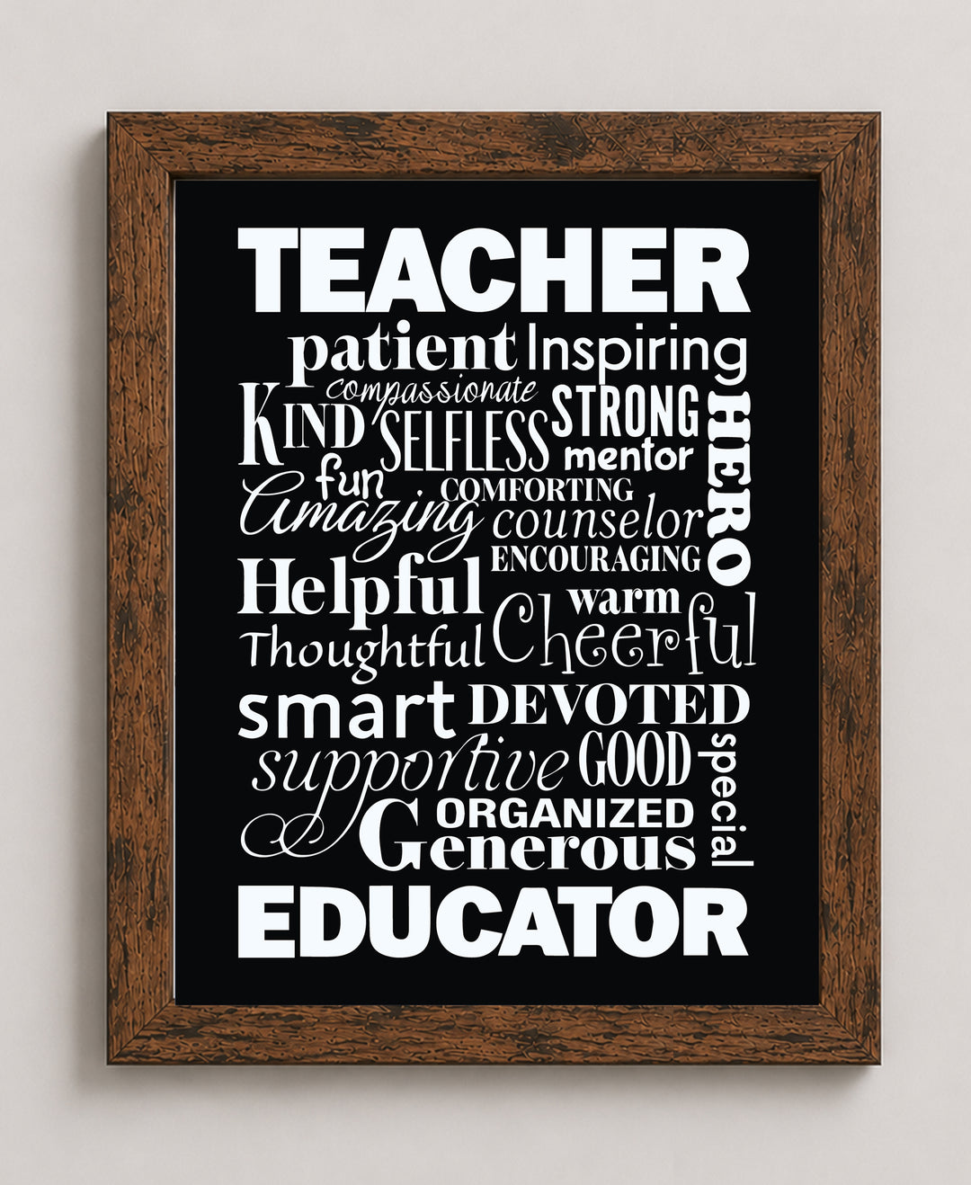 The Perfect Teacher Inspirational Quote Modern Typography Wall Art