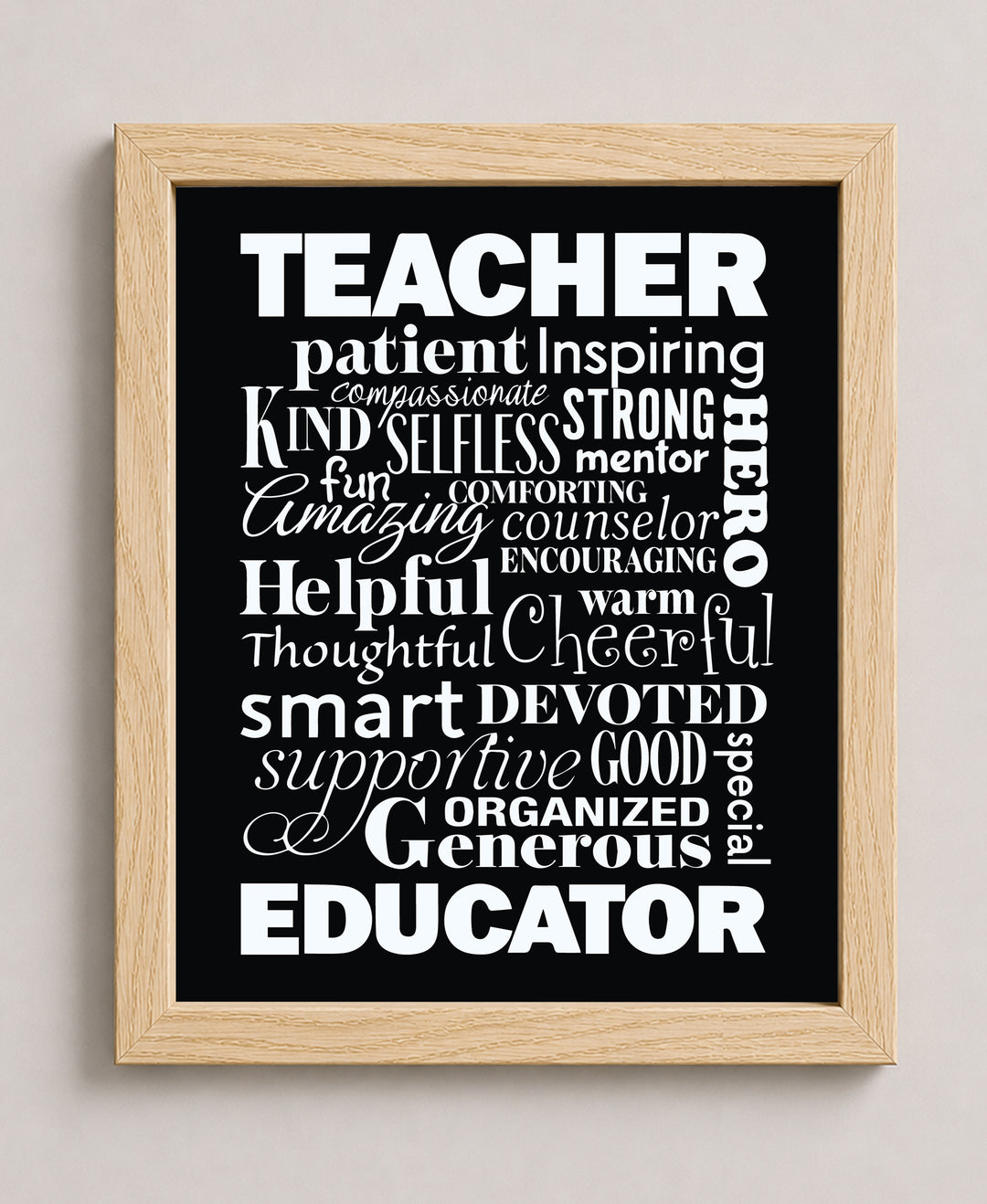 The Perfect Teacher Inspirational Quote Modern Typography Wall Art