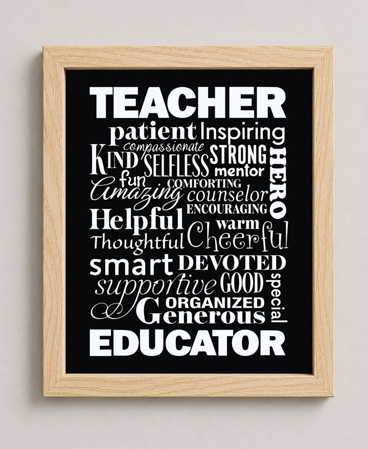 The Perfect Teacher Inspirational Quote Modern Typography Wall Art