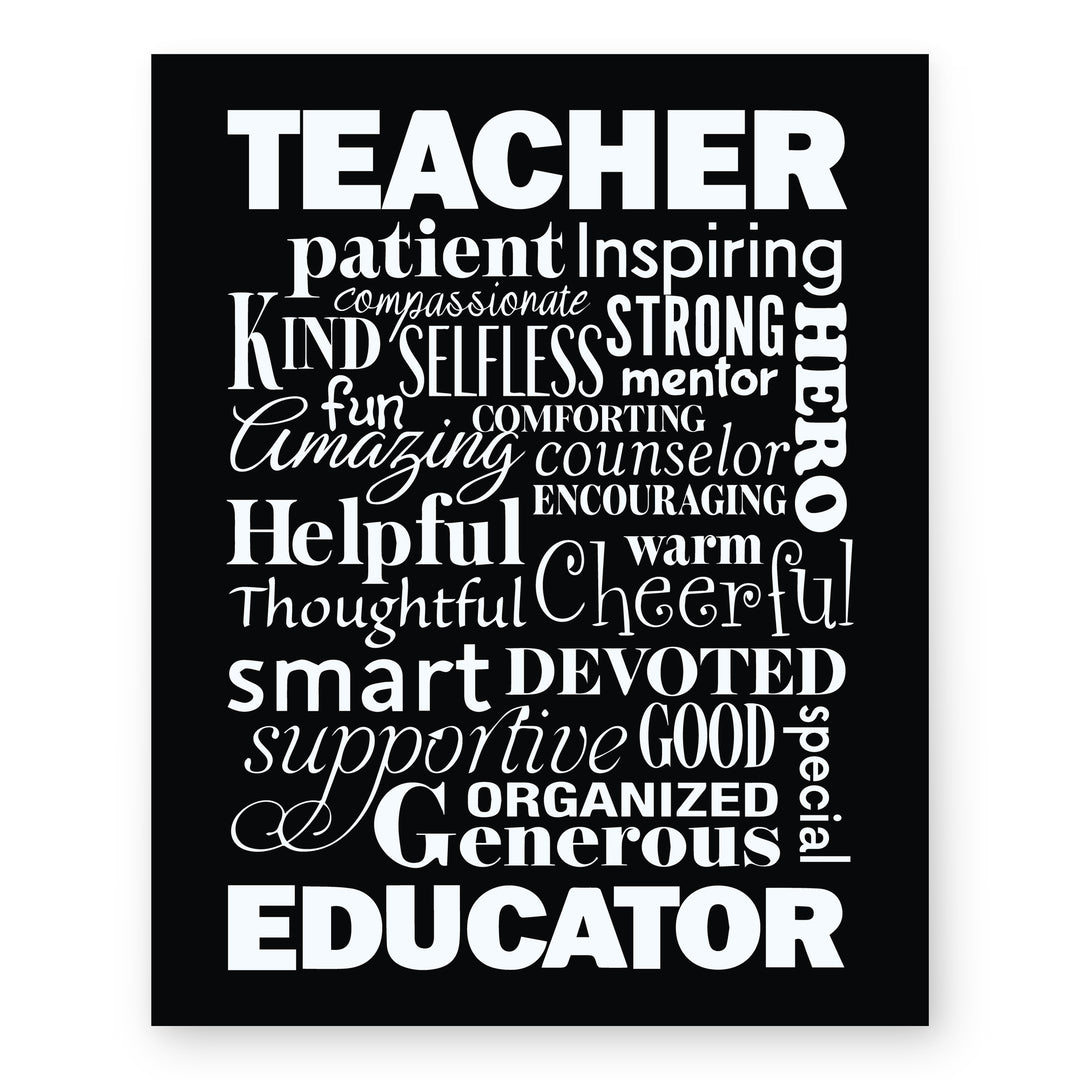 The Perfect Teacher Inspirational Quote Modern Typography Wall Art