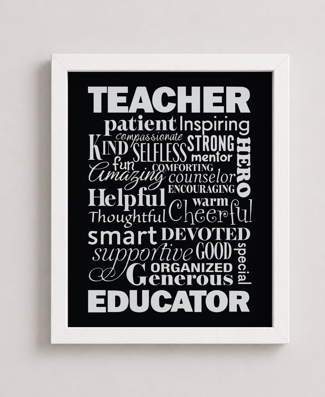 The Perfect Teacher Inspirational Quote Modern Typography Wall Art