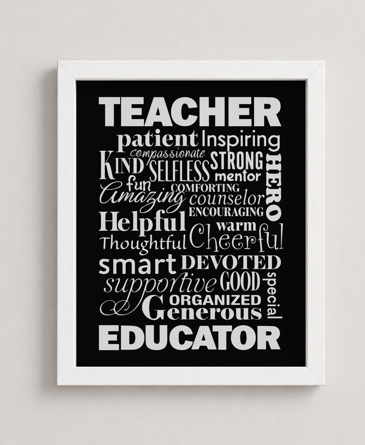 The Perfect Teacher Inspirational Quote Modern Typography Wall Art