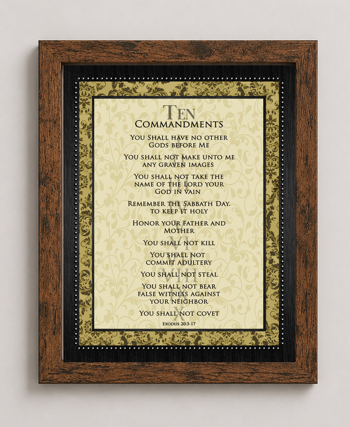 Ten Commandments Vintage Christian Bible Verse Verse Wall Art