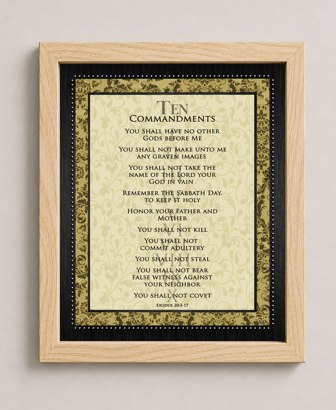 Ten Commandments Vintage Christian Bible Verse Verse Wall Art