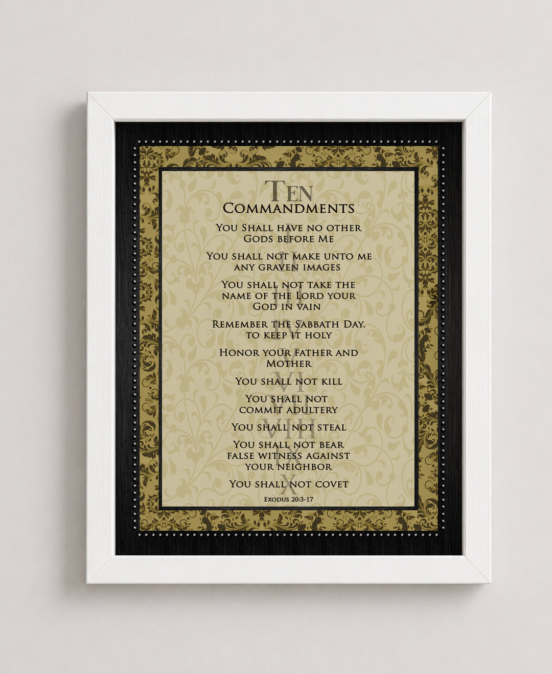 Ten Commandments Vintage Christian Bible Verse Verse Wall Art