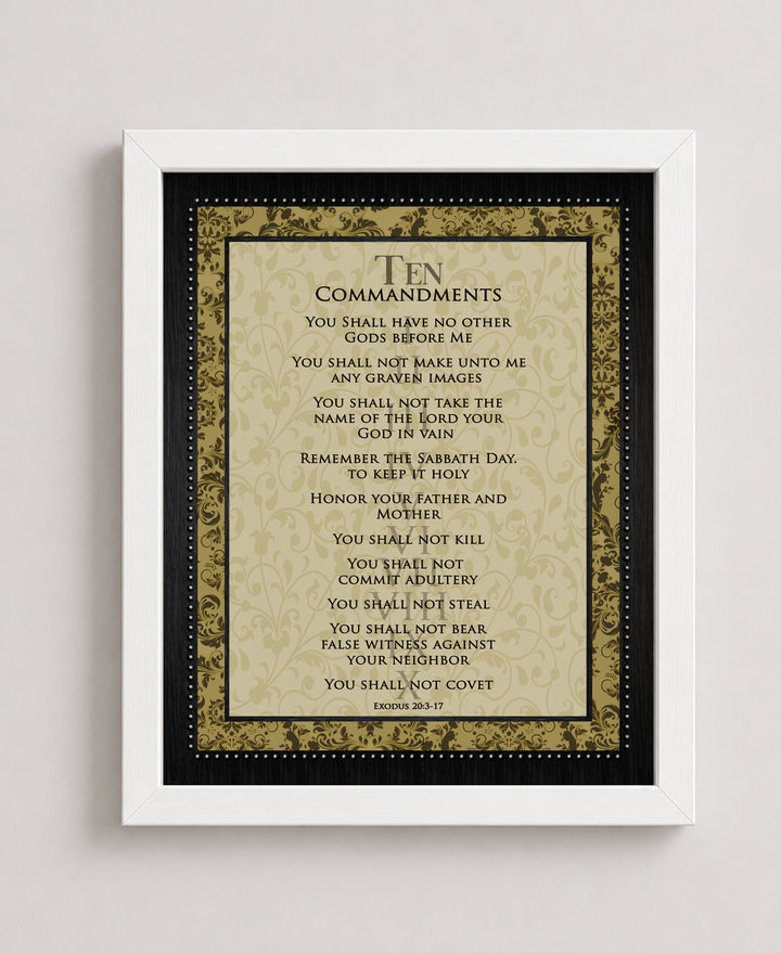 Ten Commandments Vintage Christian Bible Verse Verse Wall Art