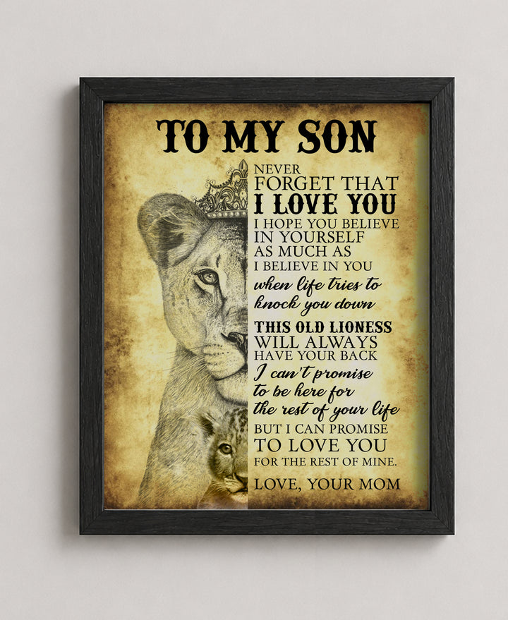 To My Son Never Forget That I Love Family Inspirational Wall Art